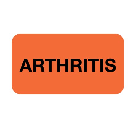 Nevs Label, Arthritis 7/8" x 1-5/8" Flr Orange w/Black VW-0011